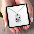 With God Nothing Shall Be Impossible Cuban Tag Necklace