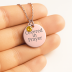 Covered in Prayer Coin Necklace for Mom with Birthstone,