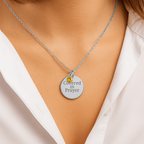 Covered in Prayer Coin Necklace for Mom with Birthstone,