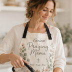 Praying Mama Apron — Floral 'Pray • Trust • Wait' Kitchen Apron for Faith-Filled Moms