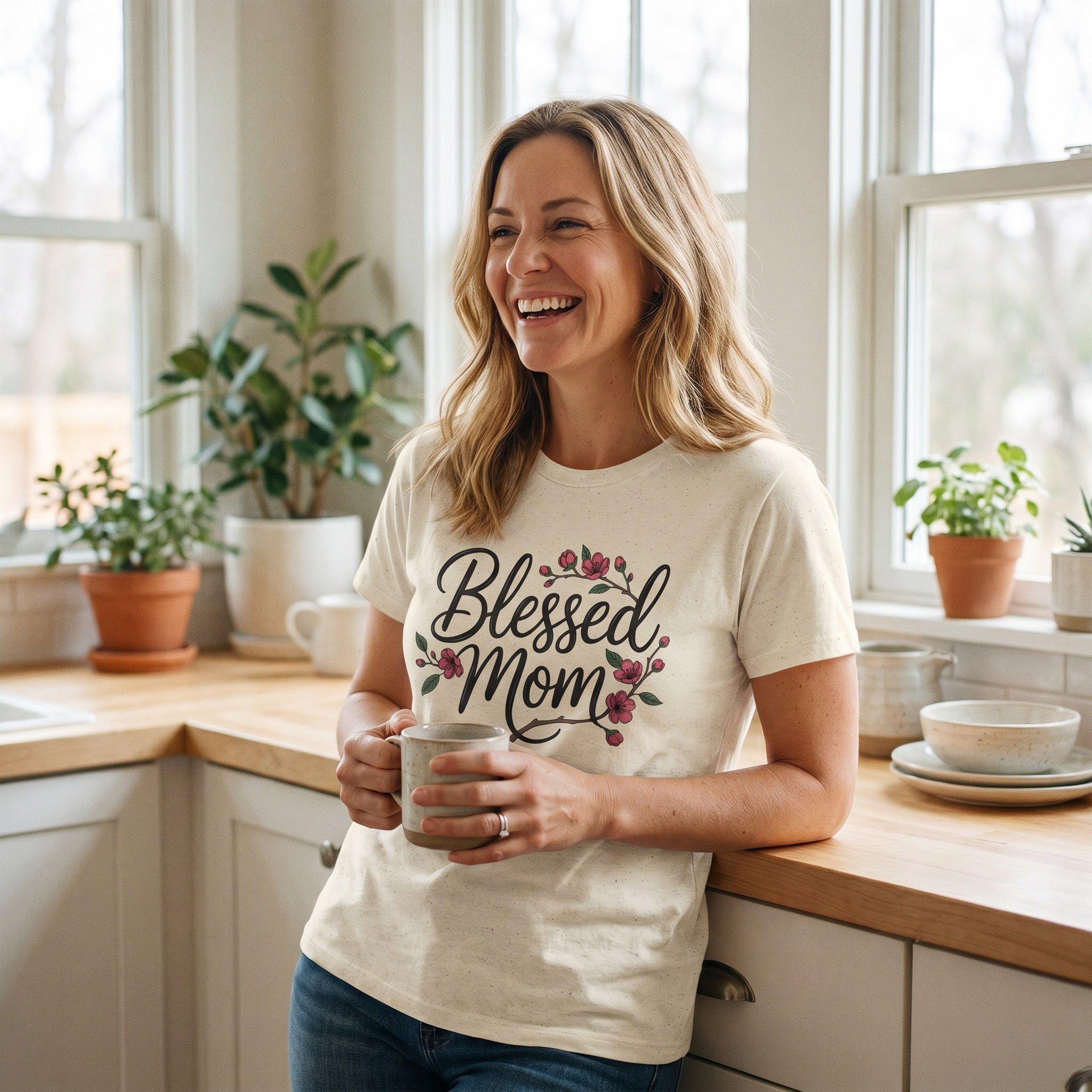 Blessed Mom T-Shirt — Floral Mother's Day Tee